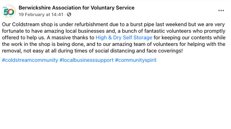 Testimonial from Berwickshire Association for Voluntary Service