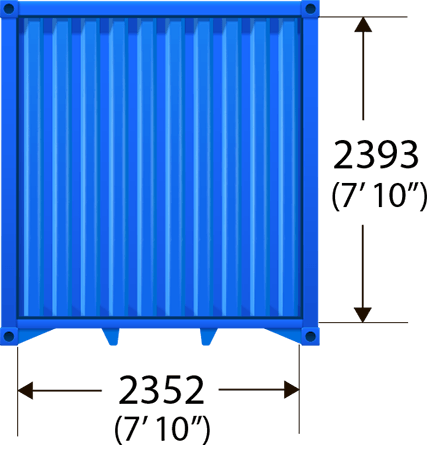 Container Internal Width and Height: 2352mm wide by 2393mm high